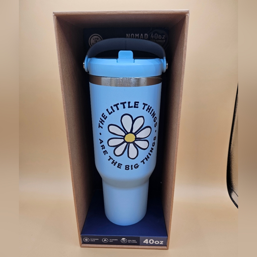 New GOOD LIFE Light Blue 40 Fl. oz. Travel Mug, Nomad Stainless Steel Tumbler